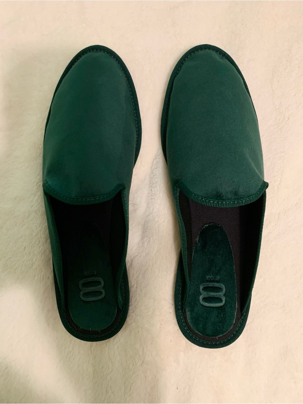 NIB Forest Green Venetian Velvet Mules/ Friulanes Sz 7/38 Made In Italy